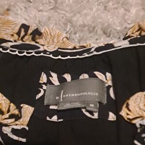 Anthropologie Black and Gold Leaf Pattern Dress.Size Xs